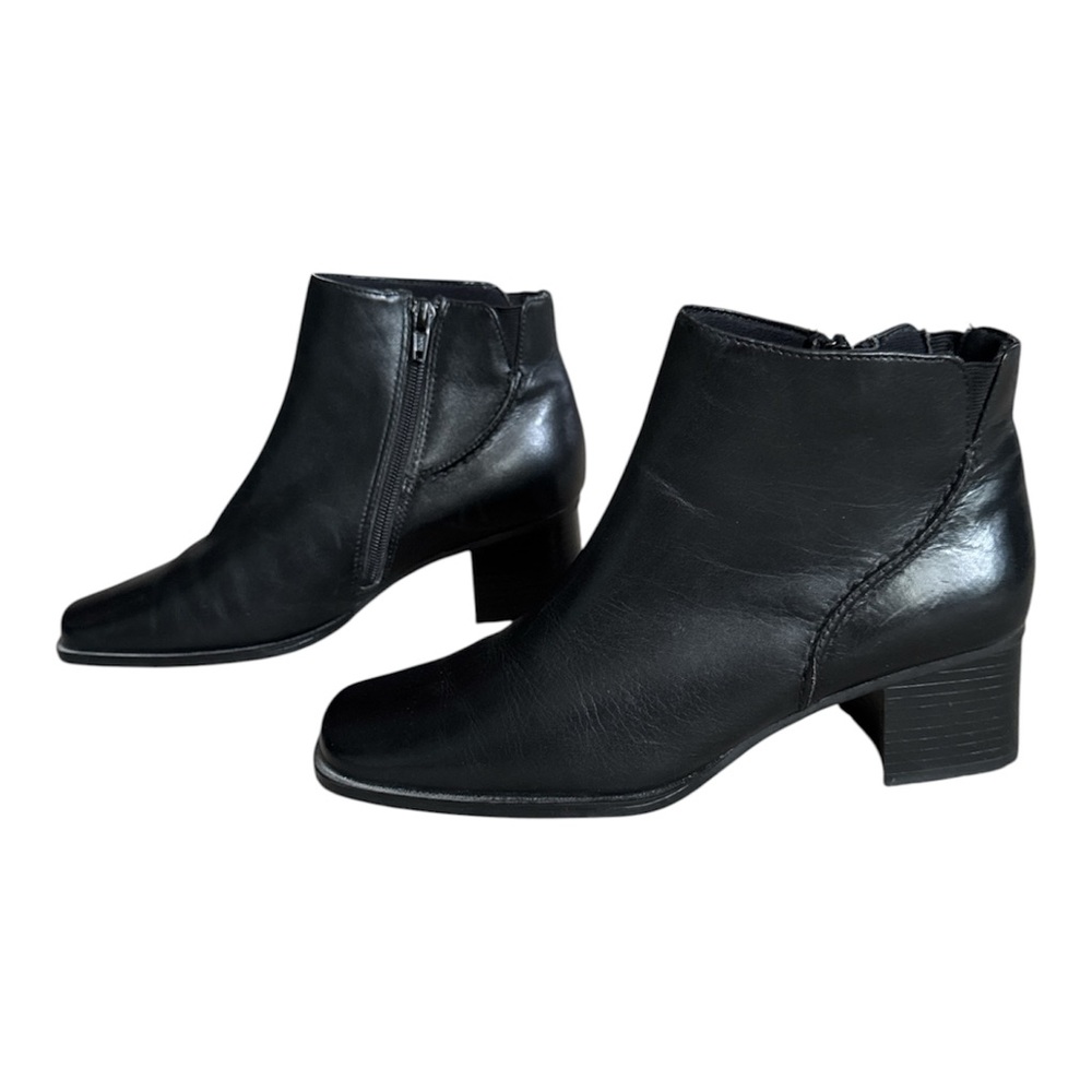 White Mountain Millen Black Leather Side Zip Ankle Boots Booties Shoes Women 7.5